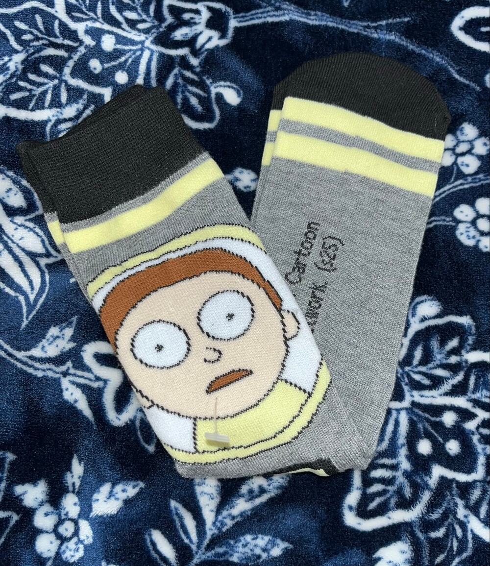 NEW! Rick and Morty novelty Crew Socks Morty's face Adult Size 6-13